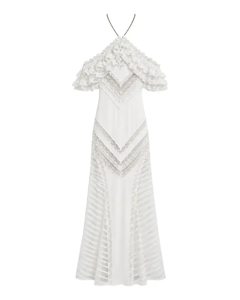Amen lace-panelled ruffled maxi dress - Weiß Weiß