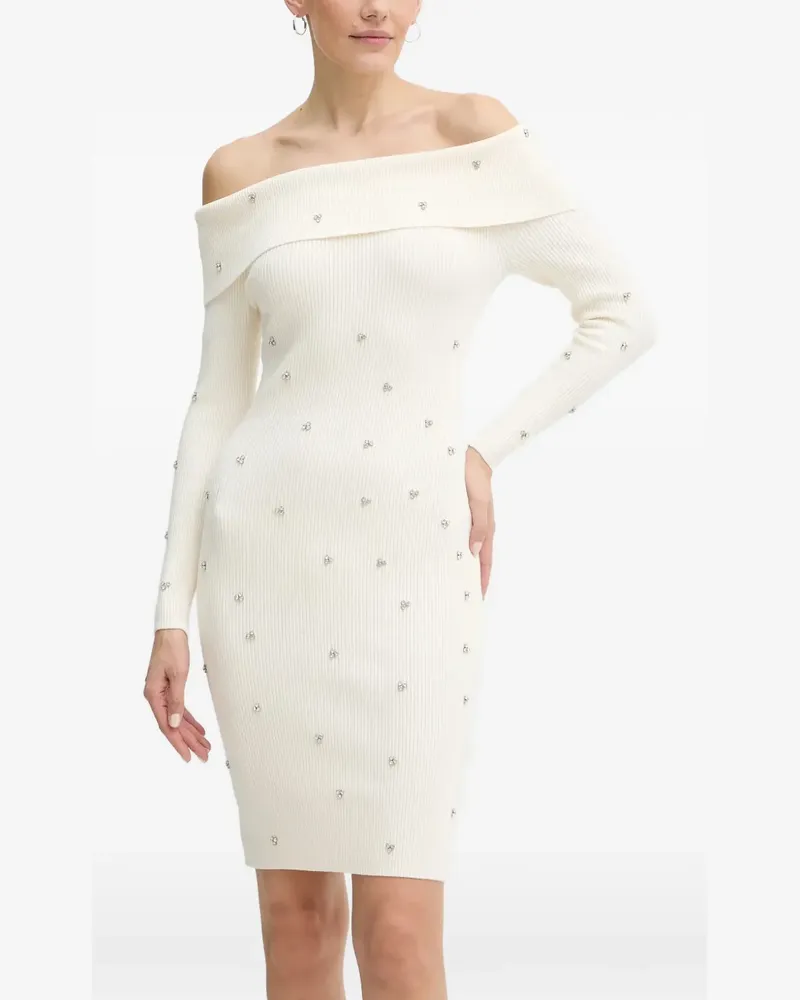 Guess Schulterfreies Minikleid mit Strass - Nude Nude