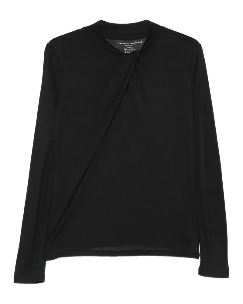 Majestic twist-detail long-sleeve top - Schwarz Schwarz