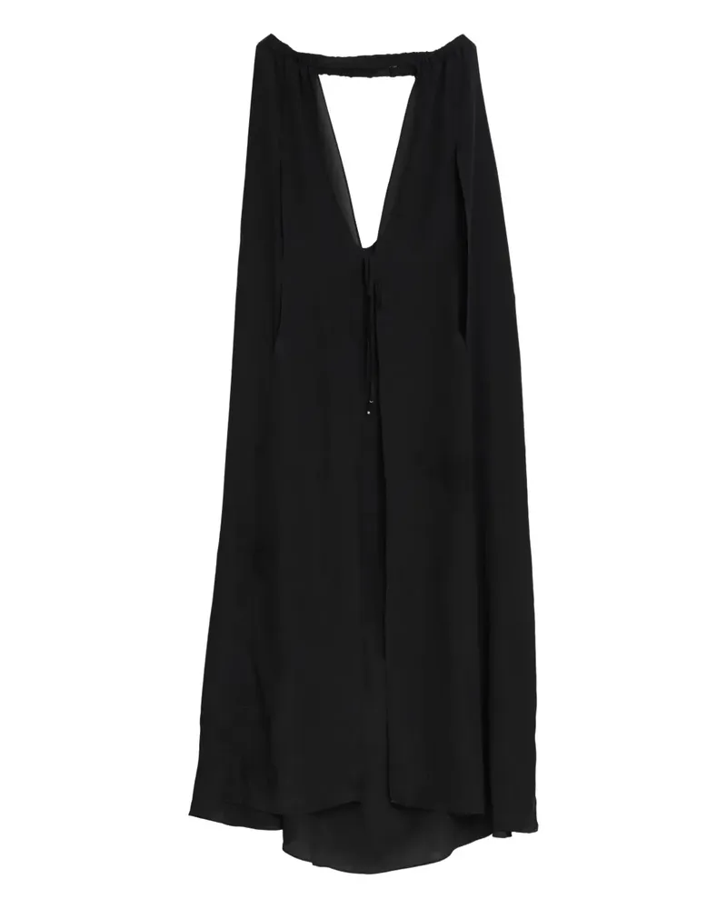 Amir Slama Maxikleid im Cape-Stil - Schwarz Schwarz