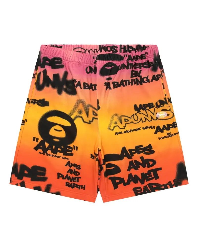 BAPE Shorts mit Graffiti-Print - Orange Orange