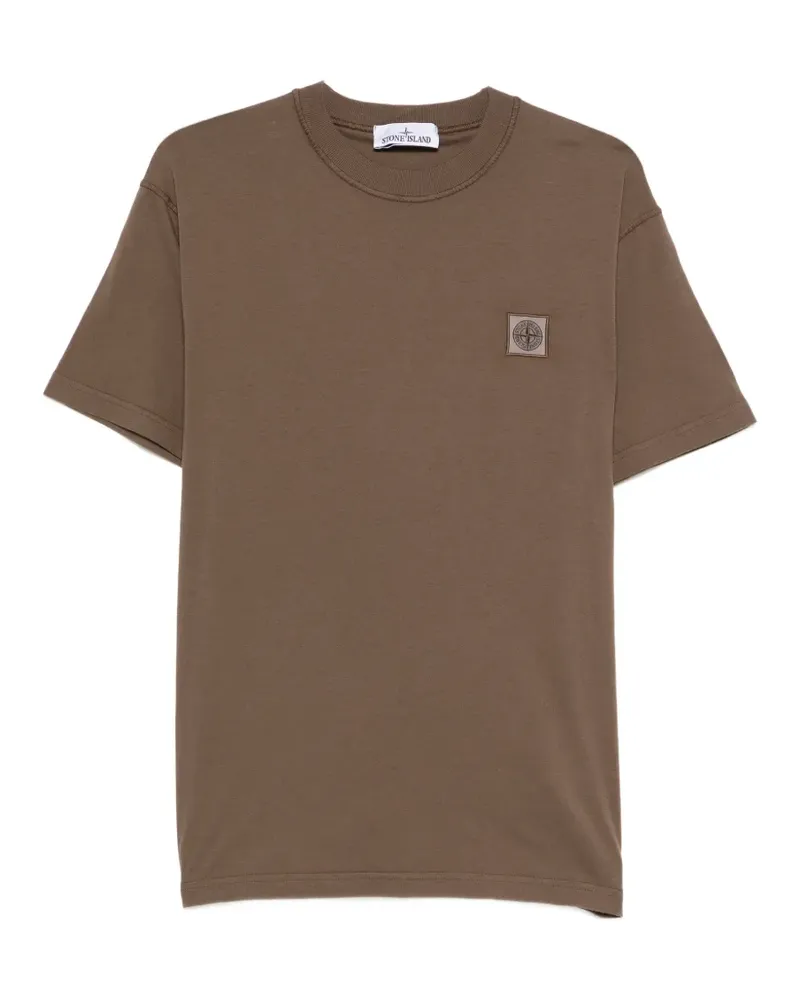 Stone Island T-Shirt mit Logo-Patch - Braun Braun