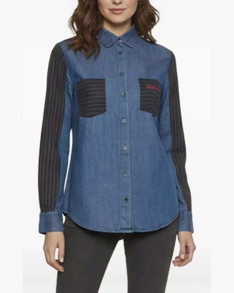Moschino Hemd mit Kontrasteinsätzen - Blau Blau