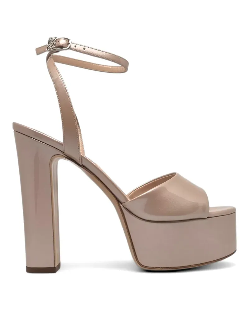 Casadei Patty patent-finish platform sandals - Nude Nude