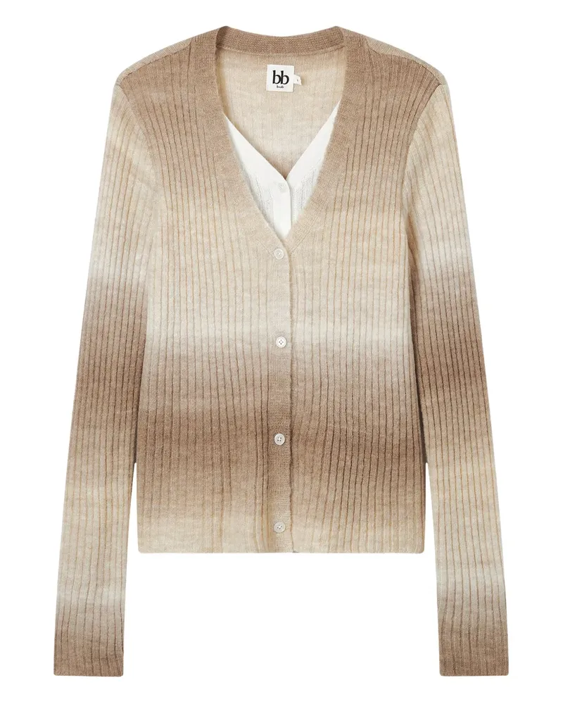 b+ab button ribbed cardigan - Nude Nude