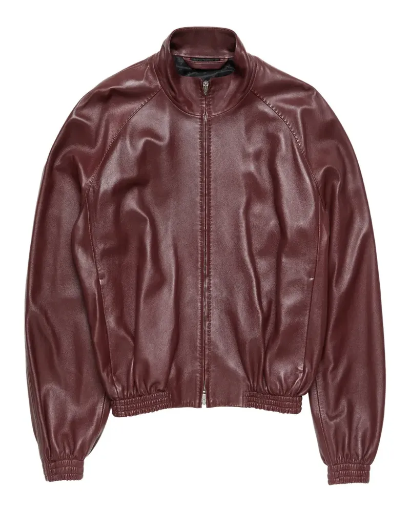 Acne Studios full-zip leather jacket - Braun Braun