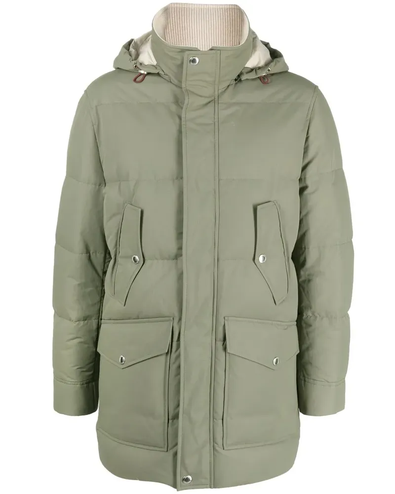 Brunello Cucinelli Gefütterter Kapuzenmantel - Grün Grün