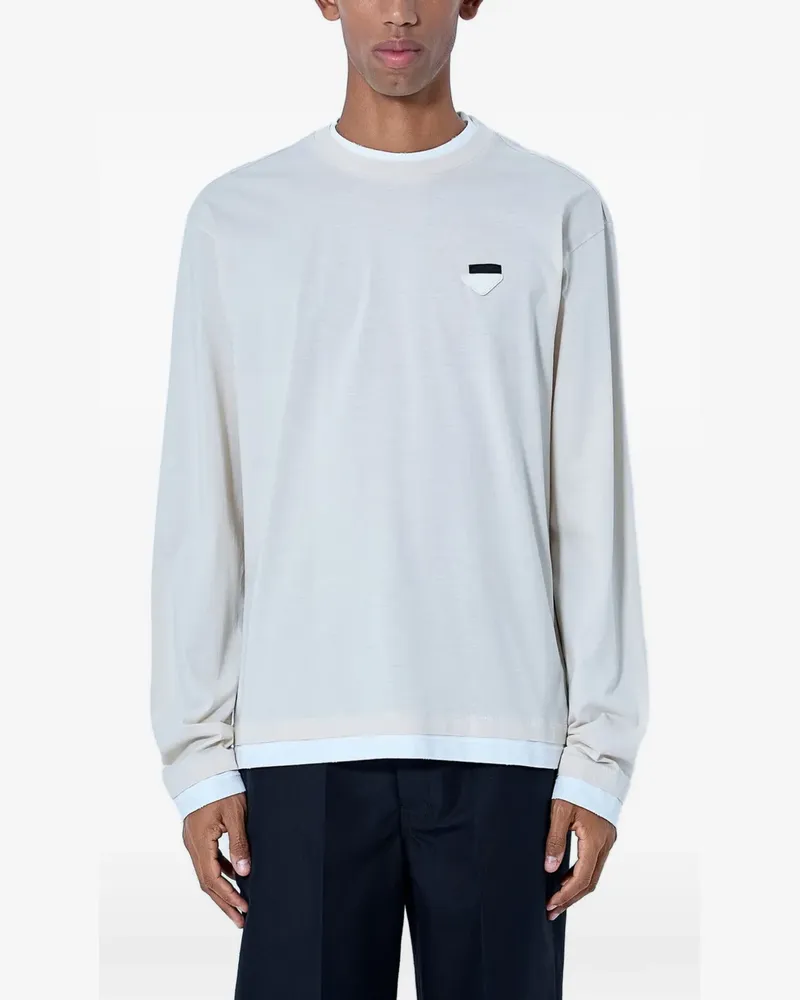 Prada Langarmshirt aus Baumwolle - Nude Nude