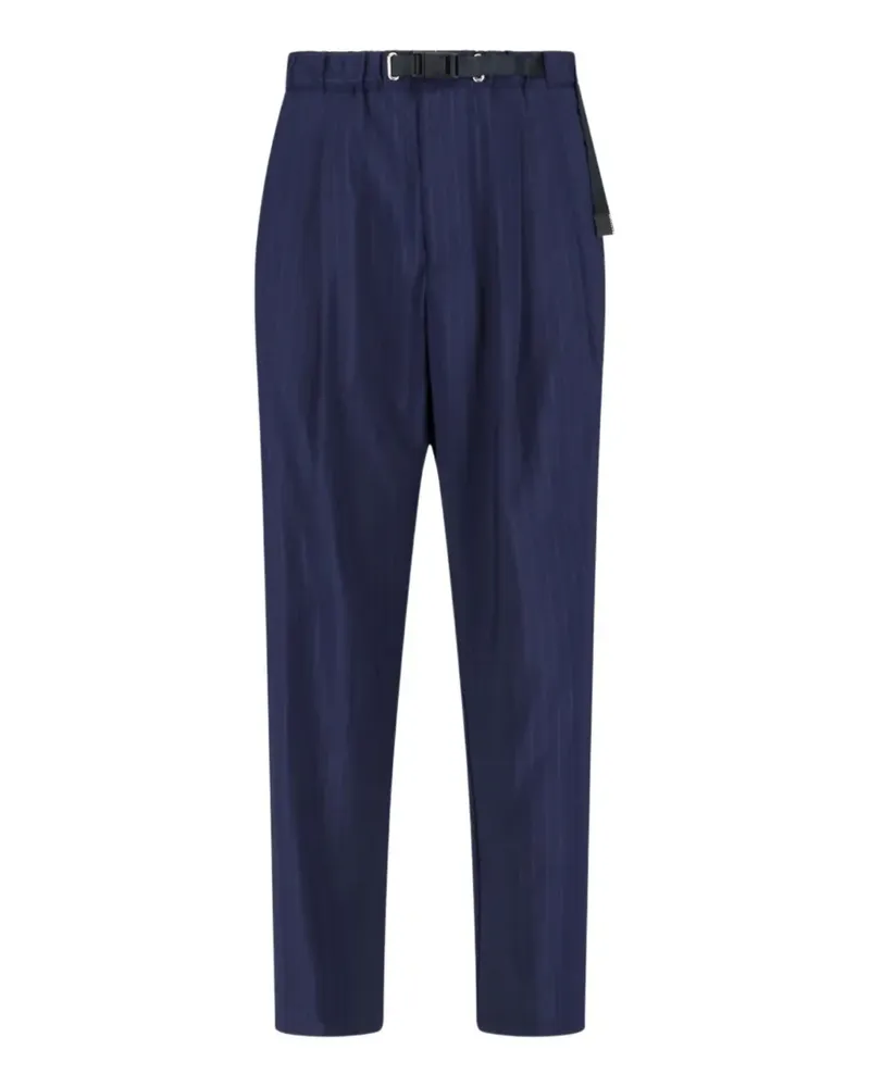 PLAN C pinstripe belted trousers - Blau Blau