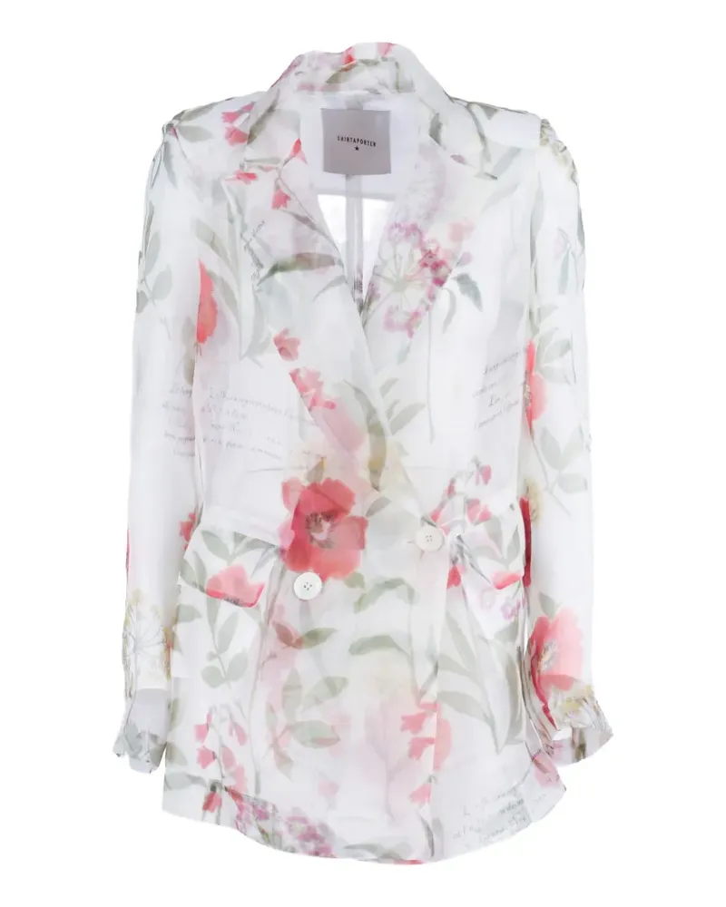 SHIRTAPORTER floral-print organza blazer - Weiß Weiß
