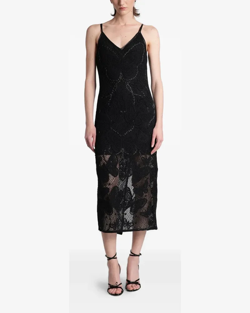 Blumarine embellished lace midi dress - Schwarz Schwarz