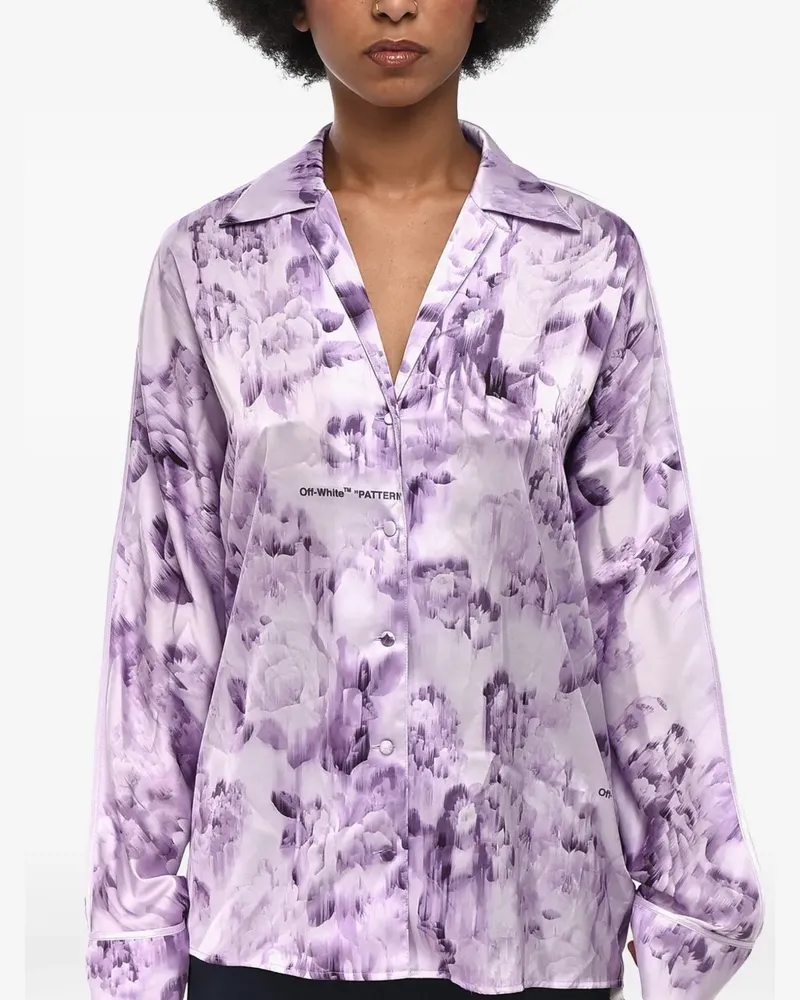 OFF-WHITE floral-print satin shirt - Violett Violett