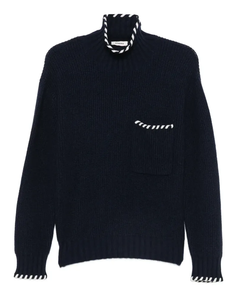 Sandro Gerippter Strickpullover - Blau Blau