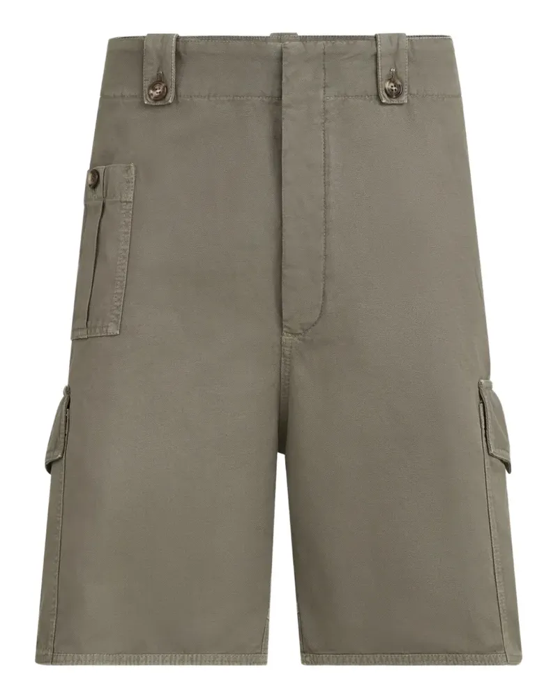 Brunello Cucinelli Stückgefärbe Bermudashorts aus Baumwoll-Leinen-Canvas mit Cargo-Taschen - Grün Grün