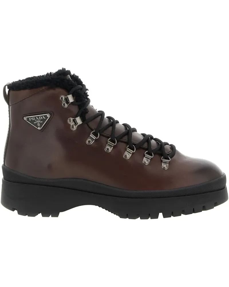 Prada 40mm Brixxen logo-plaque boots - Braun Braun