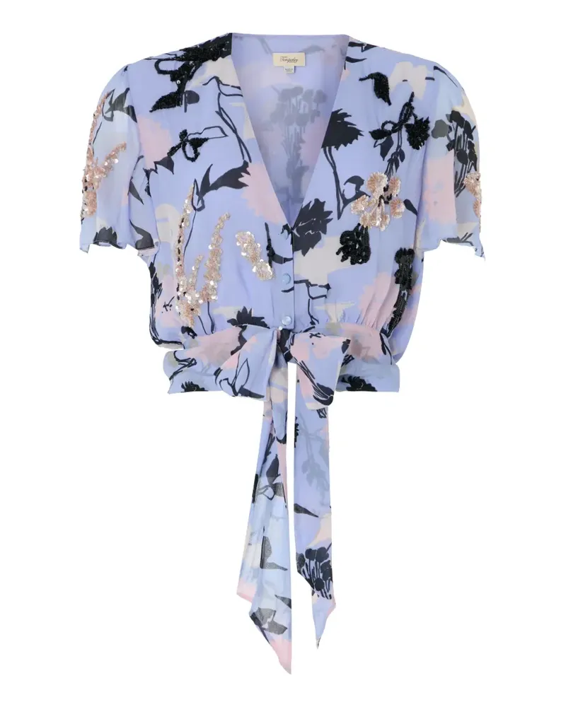 Temperley London Maisie sequin-embellished floral-print blouse - Blau Blau