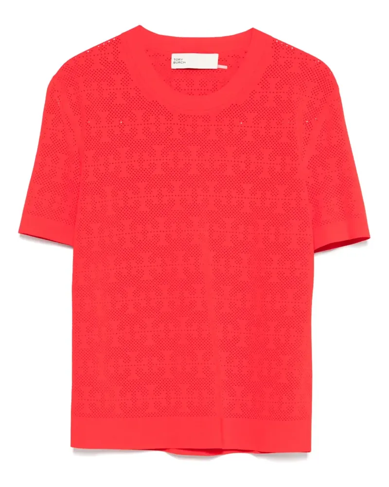 Tory Burch T-Shirt mit Monogramm - Rot Rot