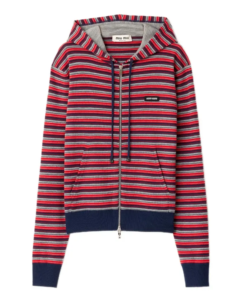 Miu Miu Gestreifter Hoodie - Rot Rot