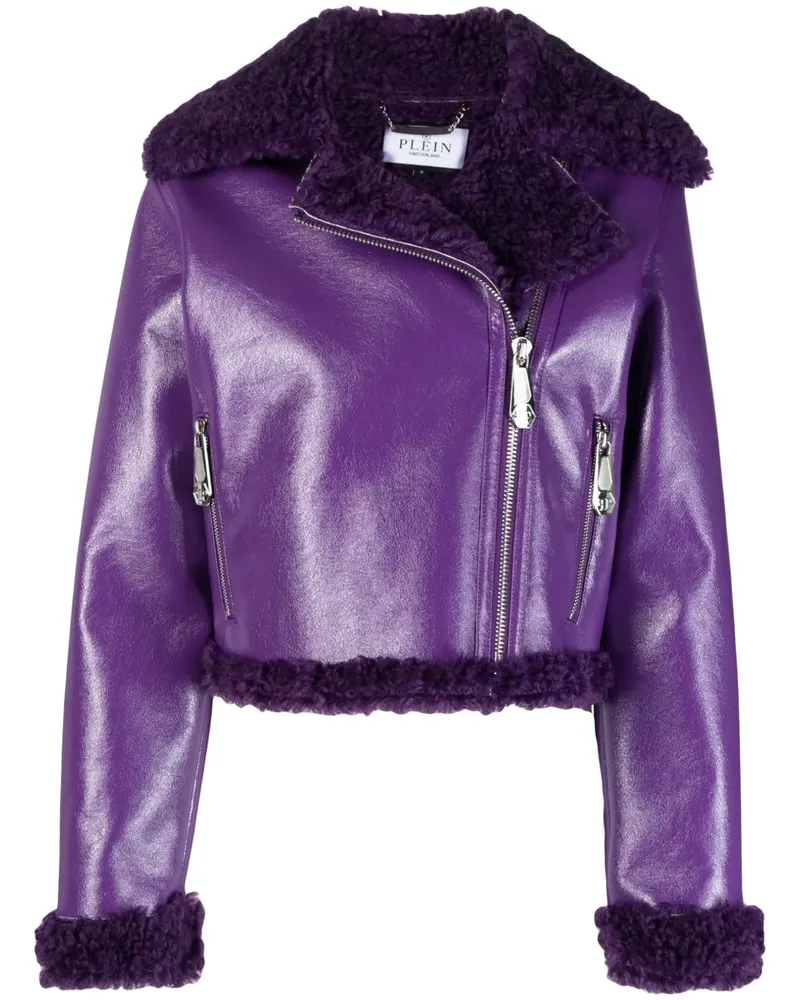 Philipp Plein Jacke mit Faux Shearling - Violett Violett
