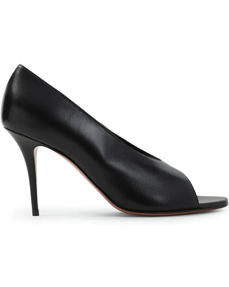 Amina Muaddi Sandalen aus Leder - Schwarz Schwarz