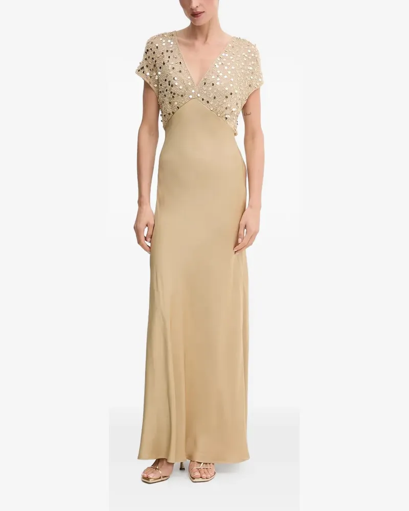 Never Fully Dressed sequin V-neck maxi dress - Nude Nude