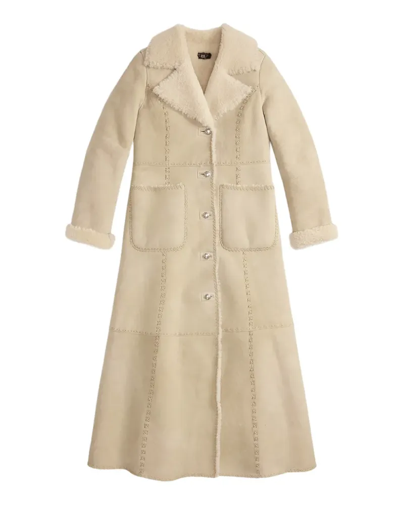 Ralph Lauren Einreihiger Shearling-Mantel - Nude Nude