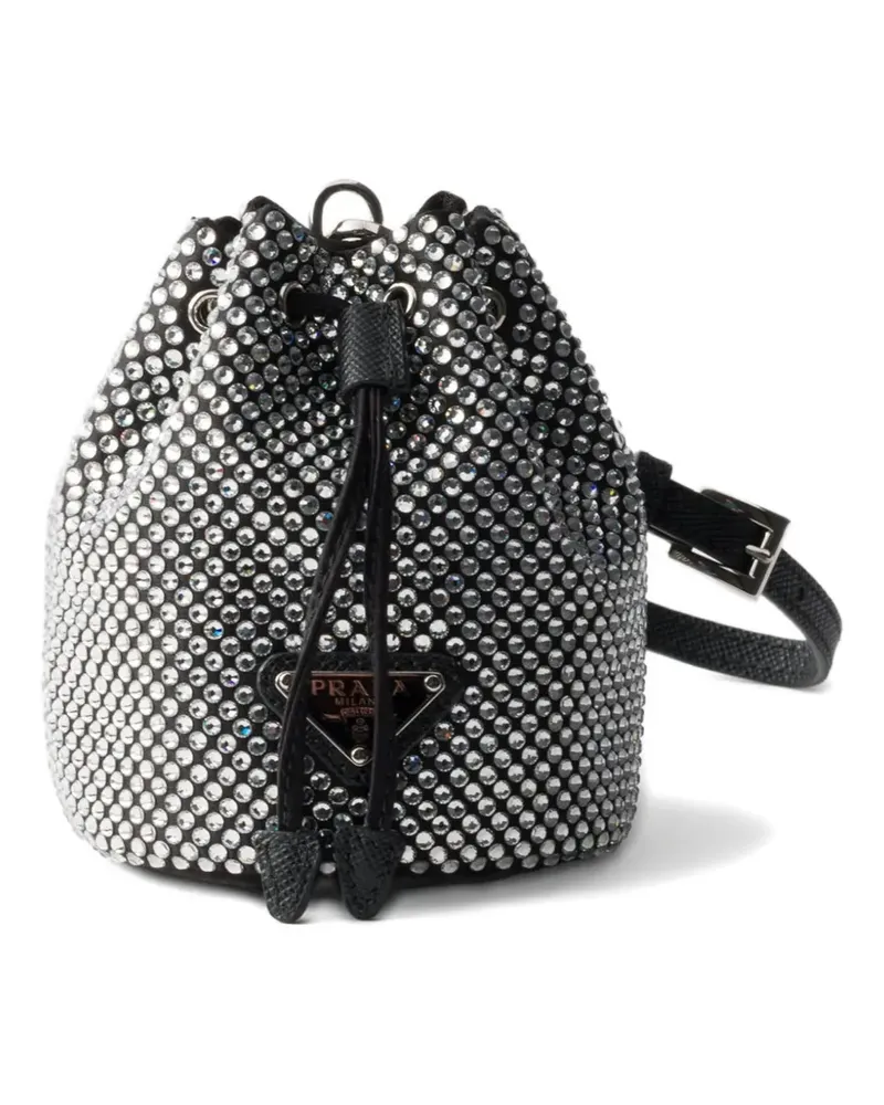 Prada mini Icon satin and crystals keychain charm - Silber Silber