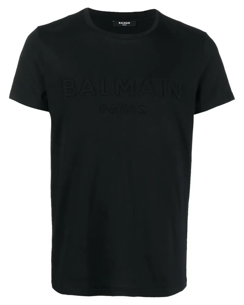 Balmain T-Shirt mit Logo-Prägung - Schwarz Schwarz