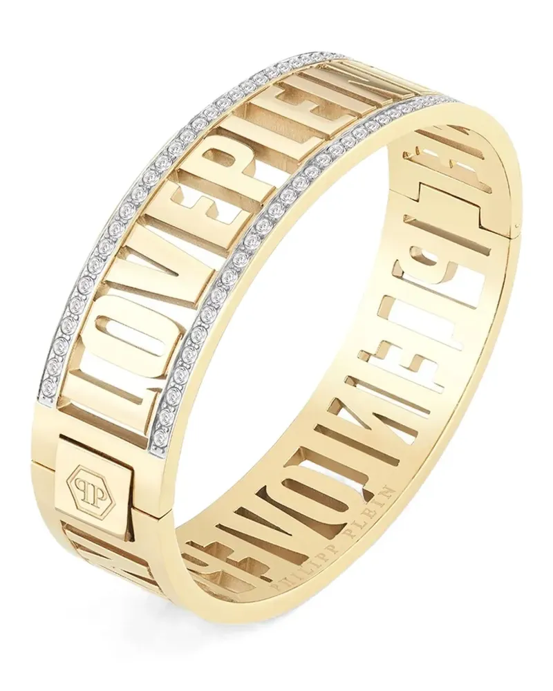 Philipp Plein Love Inscription Ring mit Diamanten - Gold Gold