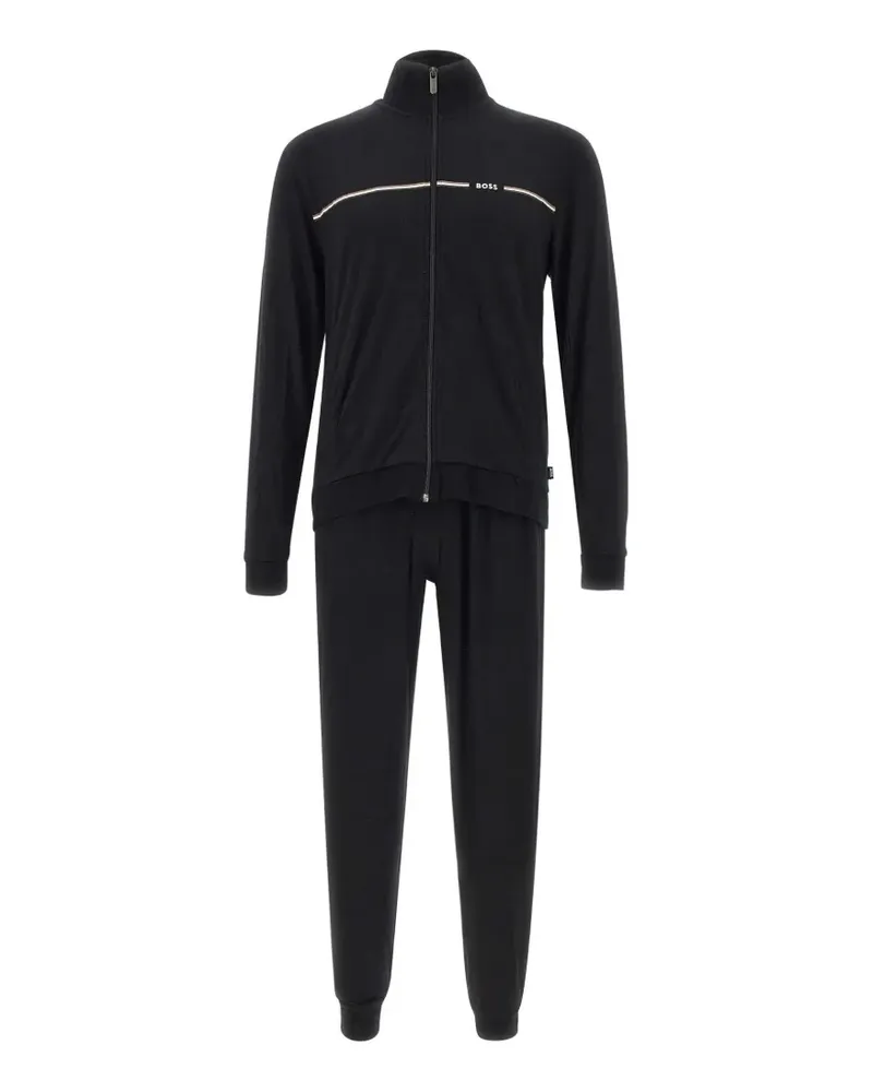 HUGO BOSS Bamboo Pyjama mit Reißverschluss - Schwarz Schwarz