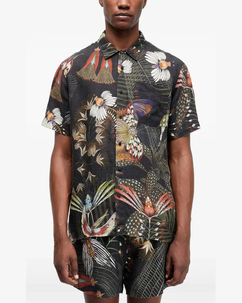 Osklen Hemd mit Blumen-Print - Schwarz Schwarz