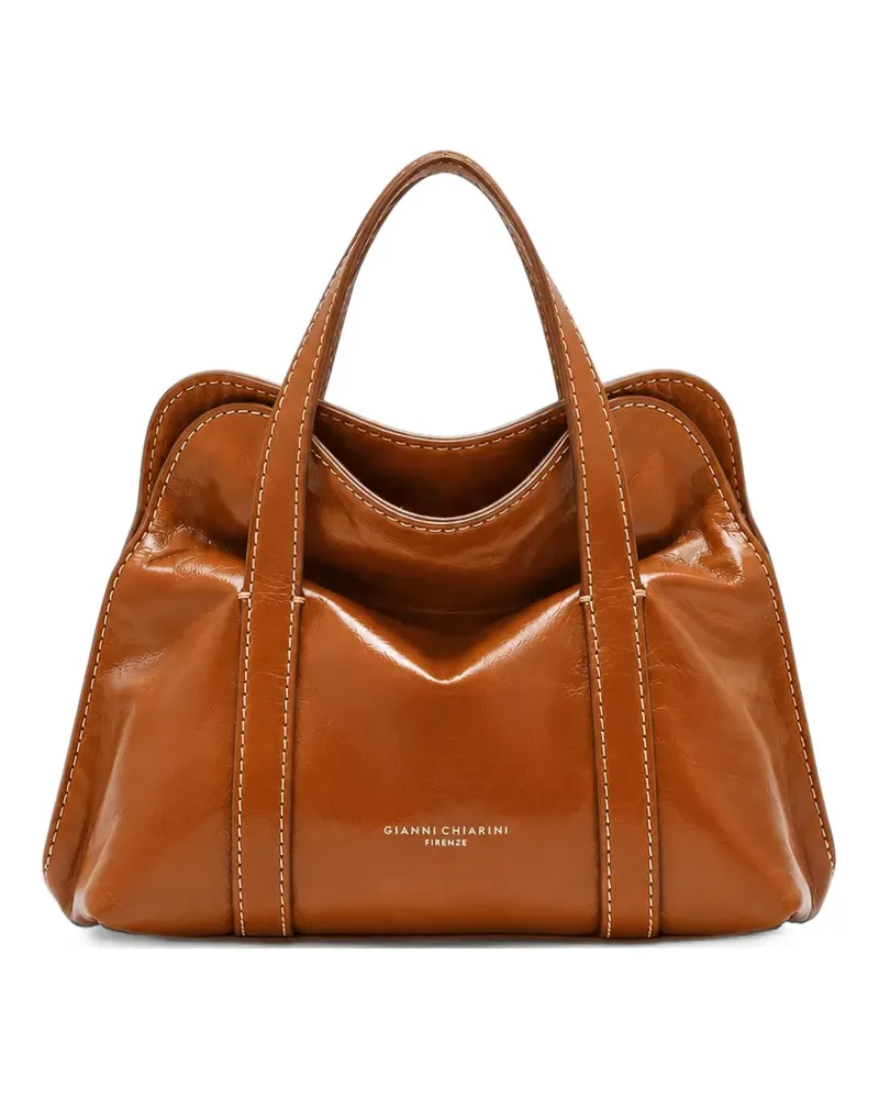 Gianni Chiarini Mittelgroße Margue Tote Bag aus Leder mit Kontrastnähten - Braun Braun