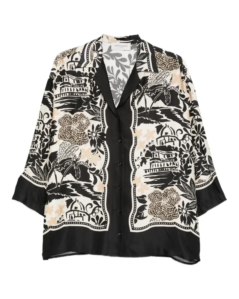 Ermanno Scervino Hemd mit Blumenprint - Schwarz Schwarz