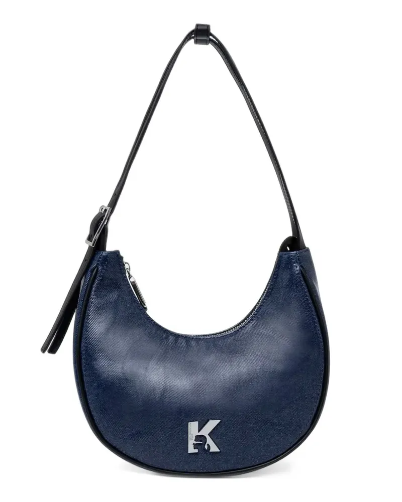 Karl Lagerfeld Schultertasche mit Logo-Schild - Blau Blau