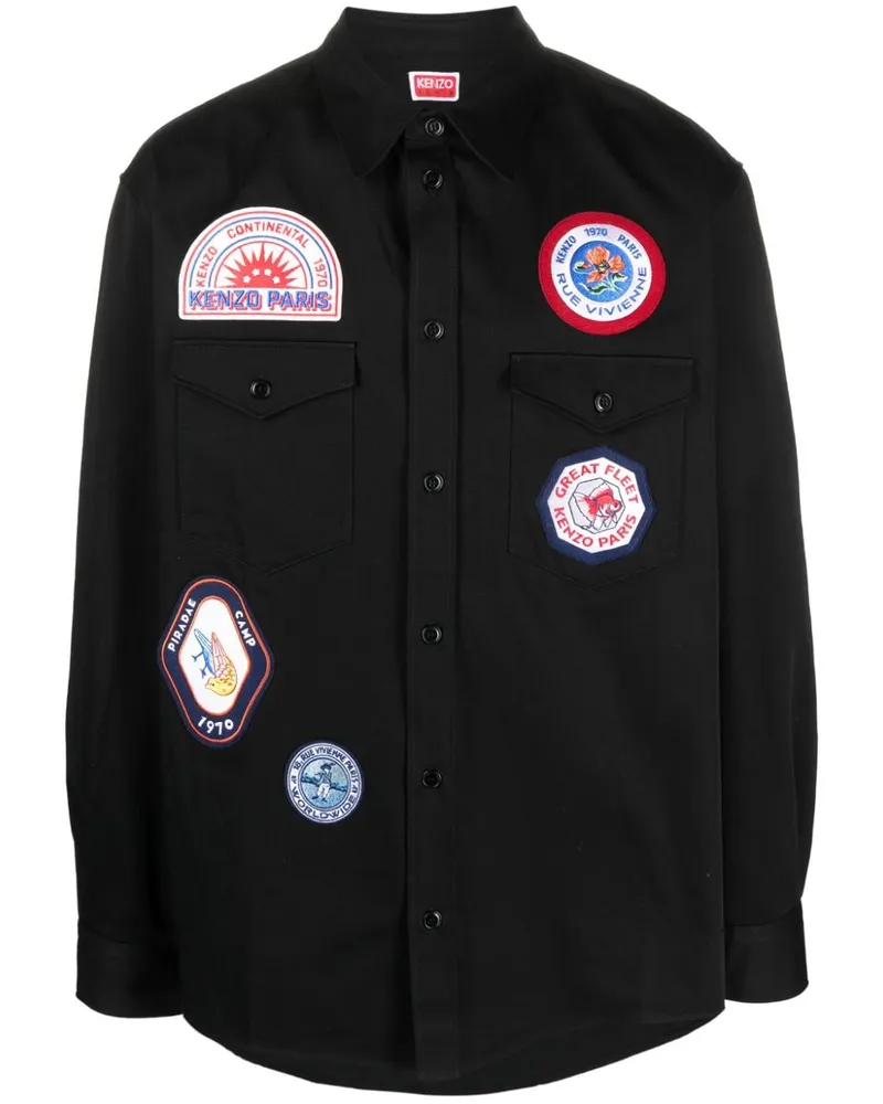Kenzo Hemd mit Logo-Applikation - Schwarz Schwarz
