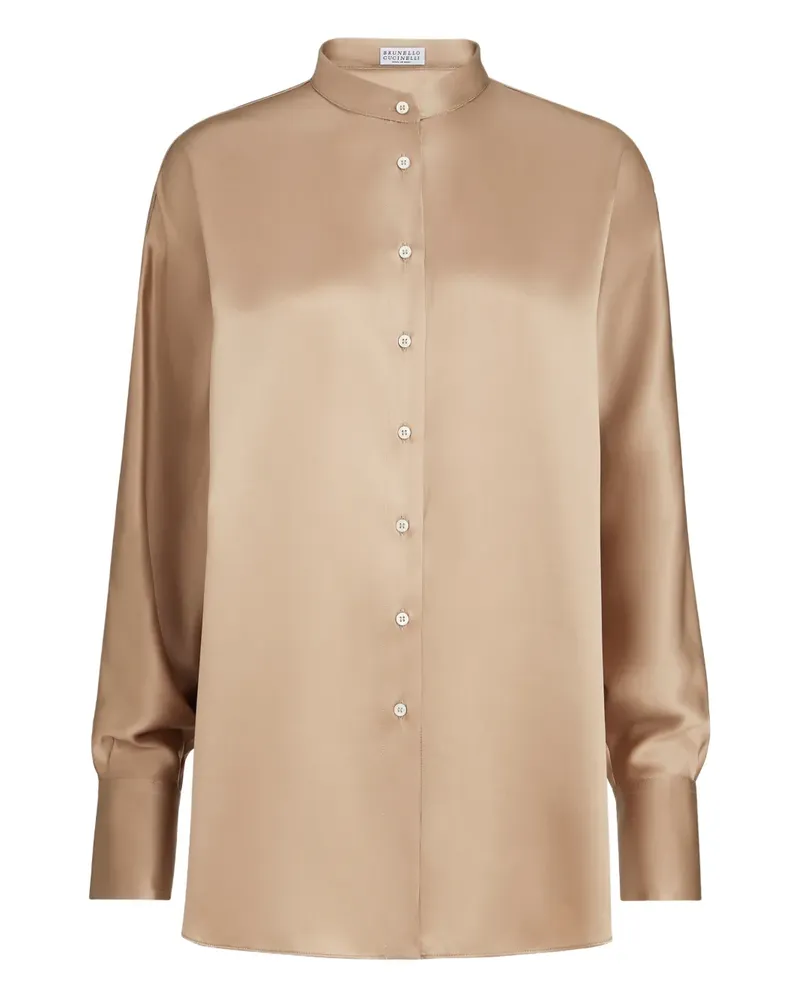 Brunello Cucinelli Satinhemd mit Monili-Detail - Nude Nude