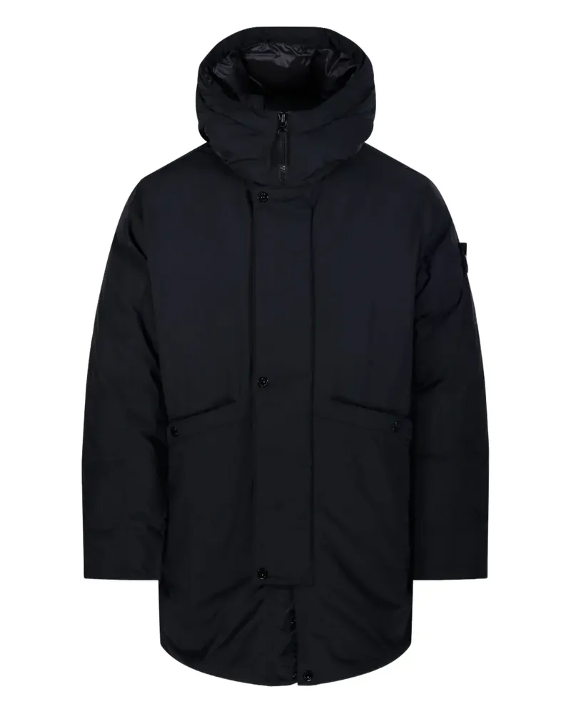 Stone Island Gefütterter Kapuzenmantel - Schwarz Schwarz
