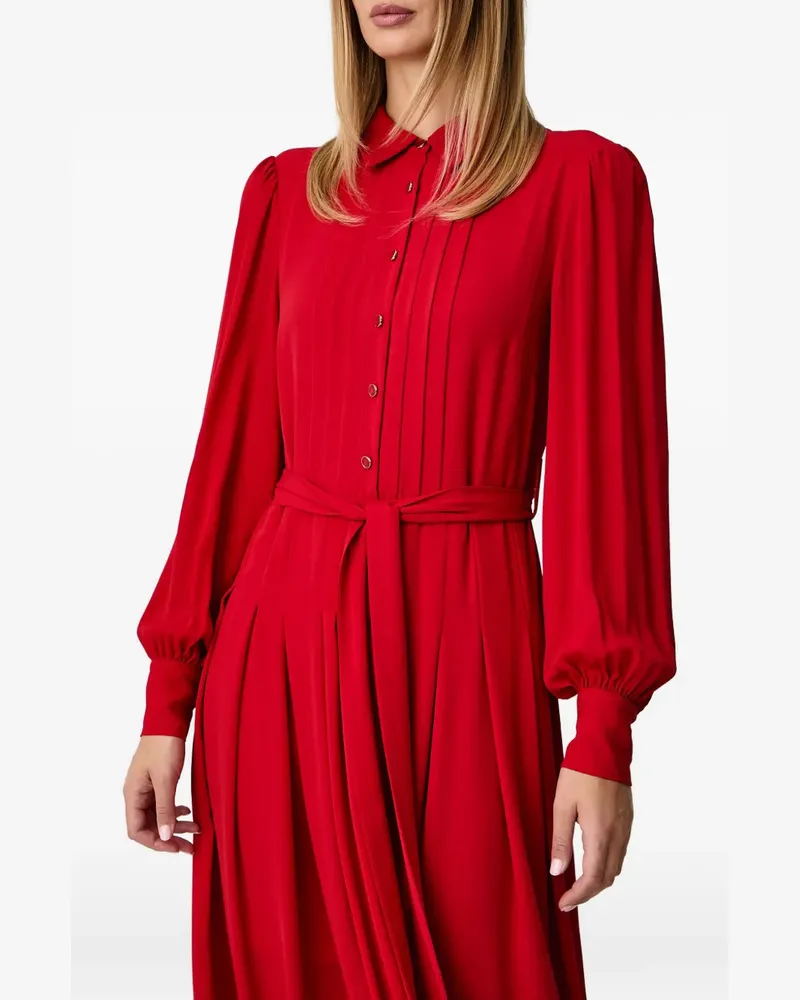 Fracomina Maxikleid mit Gürtel und Faltendetails - Rot Rot