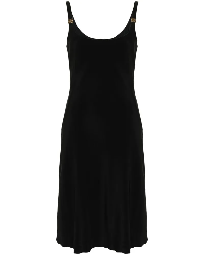 Miu Miu Cady Midikleid mit Logo-Schild - Schwarz Schwarz