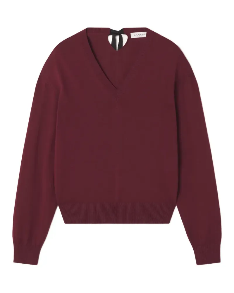 Lanvin Merinopullover mit V-Ausschnitt und Ripsband - Rot Rot