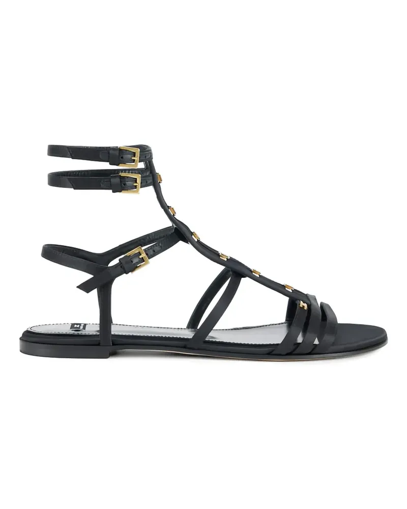 Elisabetta Franchi strap hook flat sandals - Schwarz Schwarz
