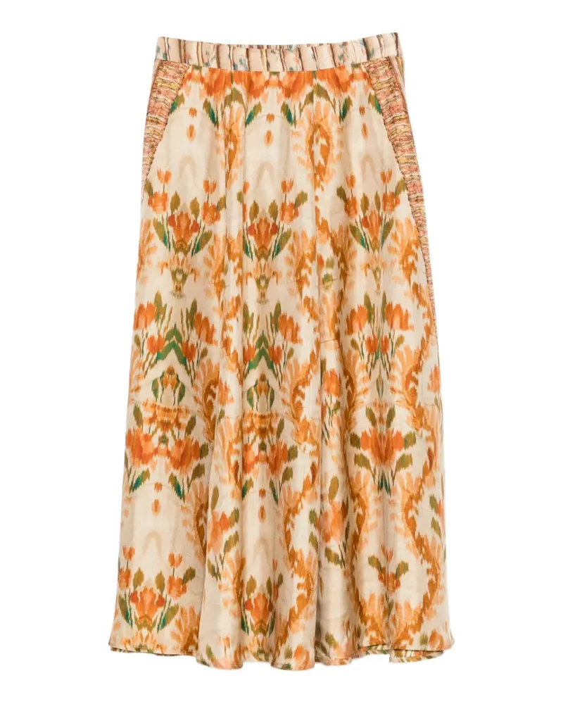 Pierre-Louis Mascia Aloe Midirock mit Ikat-Print - Nude Nude