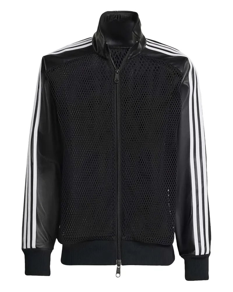 adidas Mesh-Sweatshirt mit Ledereinsatz - Schwarz Schwarz