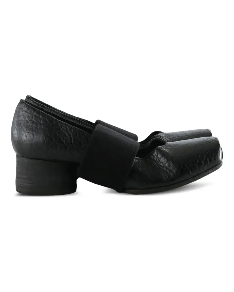 Uma Wang Ballerinas in Knitteroptik mit Blockabsatz - Schwarz Schwarz