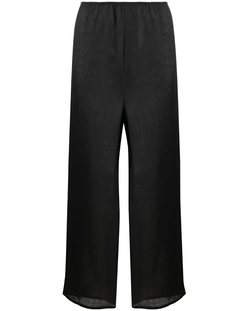 Baserange Weite Domond Leinenhose - Schwarz Schwarz