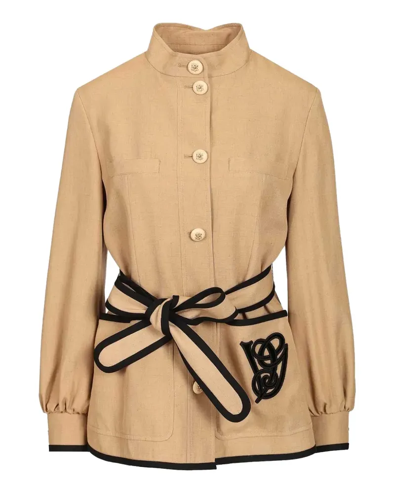 Valentino Garavani belted embroidered jacket - Nude Nude