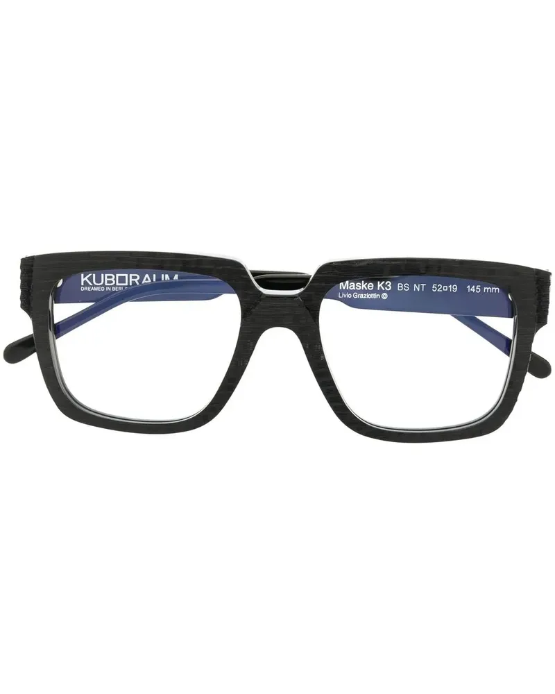 KUBORAUM K3 Brille mit eckigem Gestell - Schwarz Schwarz