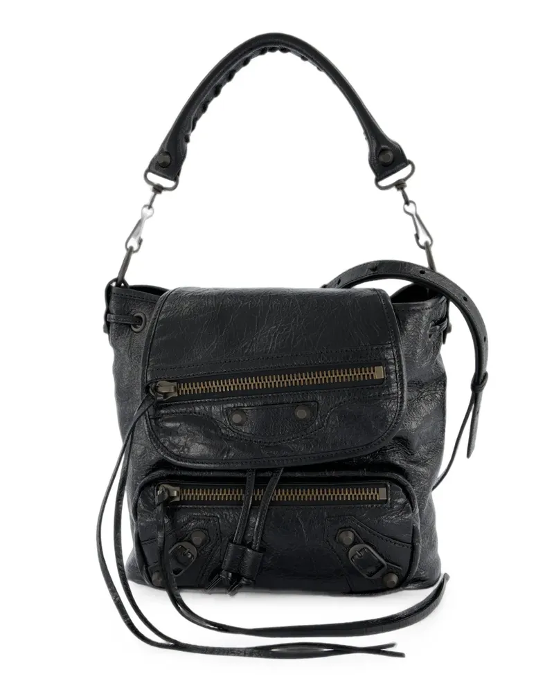 Balenciaga Small Le City crinkled-leather backpack - Schwarz Schwarz