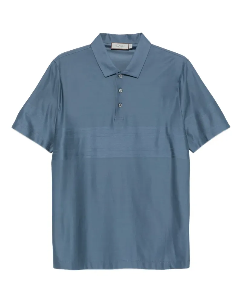 Canali Poloshirt mit Streifendetail - Blau Blau