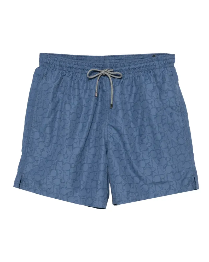 Corneliani Badeshorts mit Logo-Print - Blau Blau